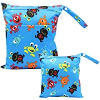 iZiv 2 Paquete Bebé Prueba de Agua Reutilizable Wet Dry Bag- Bolsas para Pañales- Reutilizable Impermeable Lavable…